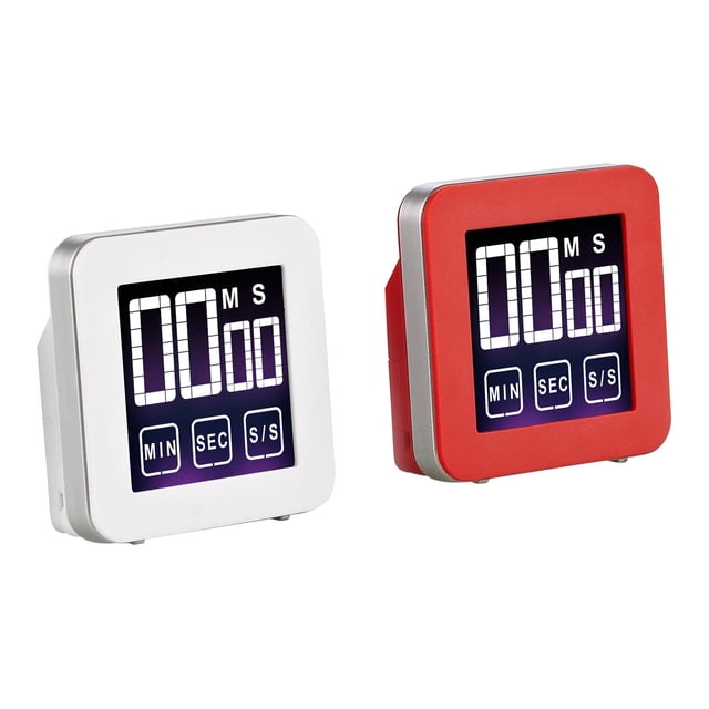 Cook N Home Temporizador De Cocina Digital Con Pantalla Táctil, Rojo Y Blanco, Paquete De 2