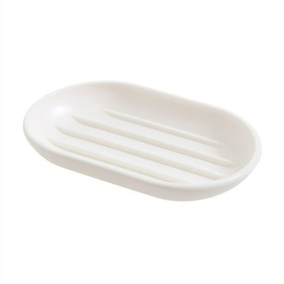 Oval Soap Holder Practical PP Material Soap Box for Bathroom Kitchen and Shower Reduces(White,13.5X7CM)