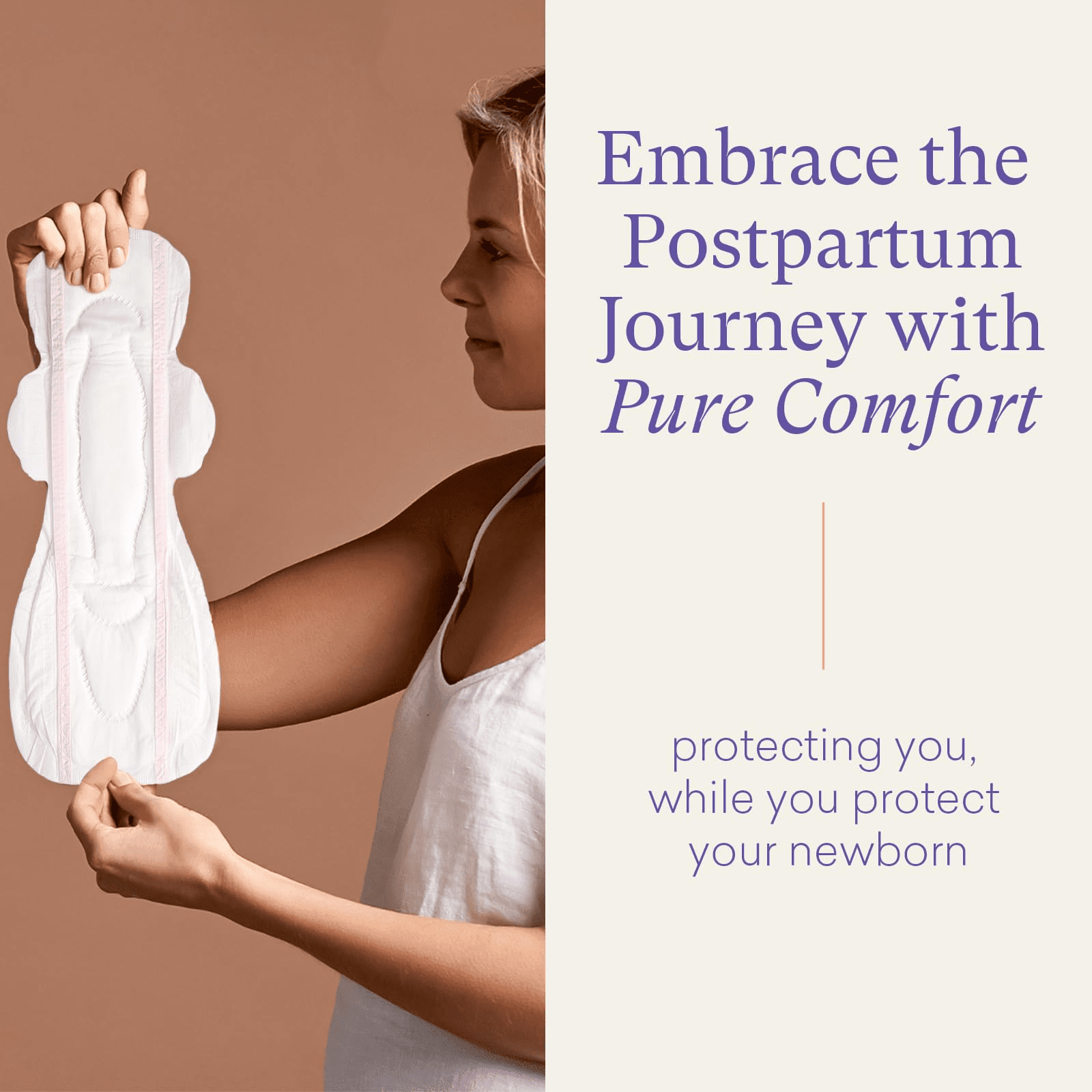 PurComfy Premium Postpartum Pads for Women, Extra Long Heavy After-Birth Incontinence Pads, Maximum Absorbency Leak-Proof Bladder Protection Sensitive Skin Ultra Soft Winged Maternity Pads, 96ct