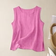 thumbnail image 4 of Otntypg Cotton Linen Tank Tops for Womens Lightweight Comfy Lounge Wear Casual Summer Sleeveless Crewneck Blouse Loose Fit Gauze Shirts Hot Pink XXXL, 4 of 5
