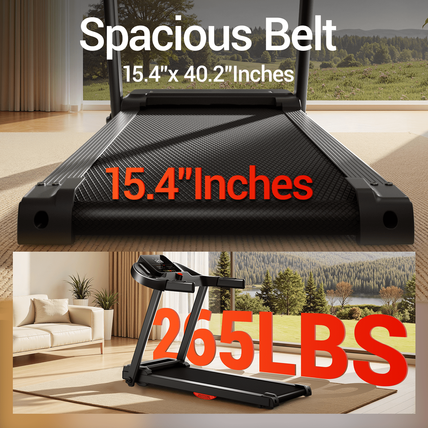 SONITU Portable Foldable Treadmill with Handle Bar, 265 lbs Capacity, LED Display for Home Office – Walking & Jogging Machine
