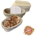 thumbnail image 5 of 10 Inch Oval Bread Basket Proofing Set- Banneton Bread Proofing Basket + Cloth Liner + Bowl Scraper + Smoother - For Home Bakers and Professionals- ByChefCD, 5 of 7