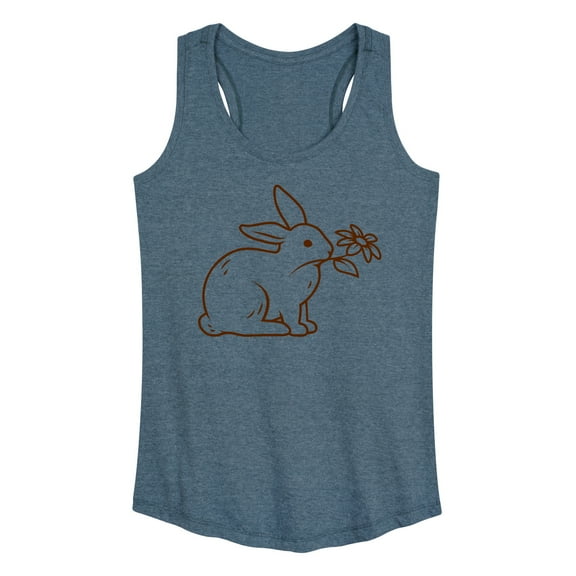 Instant Message - Bunny With Flower - Women's Racerback Tank Top