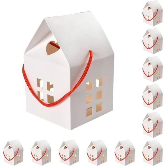 KUNPENG 3X3X3" White House Shaped Candy Boxes, Baby Shower Wedding Christmas Gift & Favor Boxes for Party Treats, Christmas Decorations