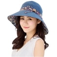 thumbnail image 1 of Sombrero para el sol para mujer, UPF50+, plegable, reversible, para playa, para exteriores, con ala ancha, color azul, 1 of 4