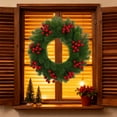 thumbnail image 2 of Norfolk Pine Christmas Wreaths for Front Door Artificial Greenery Wreath with Red Berries for Outdoor Indoor Xmas Holiday Decor 44cm (A), 2 of 6