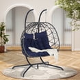 thumbnail image 6 of LEGAHOME 2-Person Wicker Egg Chair, Double Rattan Egg Chair with Stand and Removable Cushion, Outdoor Indoor Swing Hammock Chair Hanging Basket Chair for Patio Balcony Porch, Dark Blue, 6 of 7