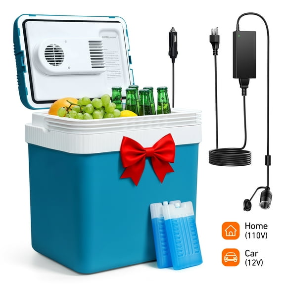 AstroAI Electric Cooler 26 Quarts/ 24 Liter,  Car Cooler for Beverage, Beer, Wine, Seafood, Fruits, Home and Travel with 2 Ice Packs, AC, DC, RV use