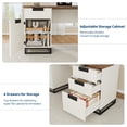 thumbnail image 5 of 59"  Executive Desk with File Drawer and Storage Cabinet, Wooden Computer Table with 3 Drawers for Work and Study, Antique White (Antique White with Black), 5 of 10