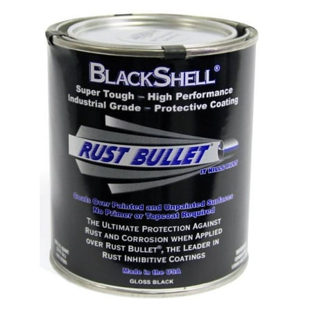 Rust Bullet 856084000630 BSQ BlackShell Rust Preventative and Protective Coating Paint, 1 Quart Metal Can, Gloss Black