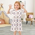 thumbnail image 3 of FORMRS Girls Short Sleeve Dress Summer Casual Round Neck A-line Beach Sundress, Sizes 2T-8T, Blue Abstract Pattern, 3 of 8