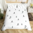 thumbnail image 2 of Ski Bedding Sets King Size,Skiing Sport Gaming Duvet Cover Set 3Pcs Teens Men Room Decor,Winter Snow Mountain Pine Comforter Cover Modern White Grey,2 Pillowcases（No Comforter）, 2 of 6