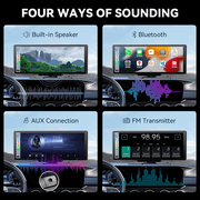 MHCABSR Portable Apple CarPlay In-Car Display, 10.26-inch Wireless Apple CarPlay and Android Car Stereo, 4K HD Dashcam
