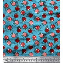 Soimoi Cotton Duck Fabric Heart,Leaves & Cherry Fruits Printed Craft Fabric by The Yard 42 Inch Wide