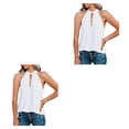 thumbnail image 3 of Blusa Sin mangas Minnieouse para mujer Cuello anudado poliéster Color Blanco Negro Azul Rojo Rosa Albaricoque S M L XL XXL, 3 of 5