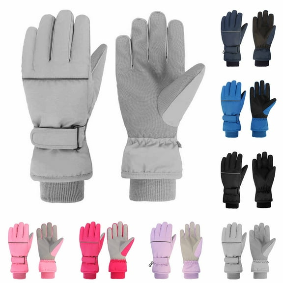 Kilaqueen Kids Snow Gloves Winter Ski Gloves for Boys Girls Toddler Waterproof Snowboard Stretchy Warm Gloves for Cold Weather Outdoor