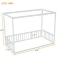 thumbnail image 4 of PORKISS Kids Montessori Floor Bed, Twin Size Floor Bed with Fence and Canopy for Girls Boys, White, 4 of 12