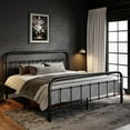 thumbnail image 3 of SHA CERLIN Queen Size Metal Platform Bed Frame with Victorian Vintage Headboard & Under-bed Storage, Black, 3 of 11