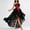 Red, variant on siminsem Floral Lace Corset Dress Set Women Gothic, Strapless Bustier Top with Tulle High Low Skirt Halloween Queen Masquerade Party Dress Up, Red,L
