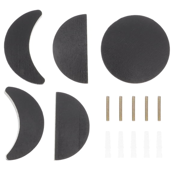 FELTECHELECTR 5Pcs Heavy Duty Black Wooden Wall Mounted Hooks for Clothes Kitchen and Bathroom