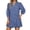 Blue, variant on Korean Style V-Neck Denim Midi Dress for Women Summer Short Sleeve Form Fitting A-Line Casual Jean Skirt