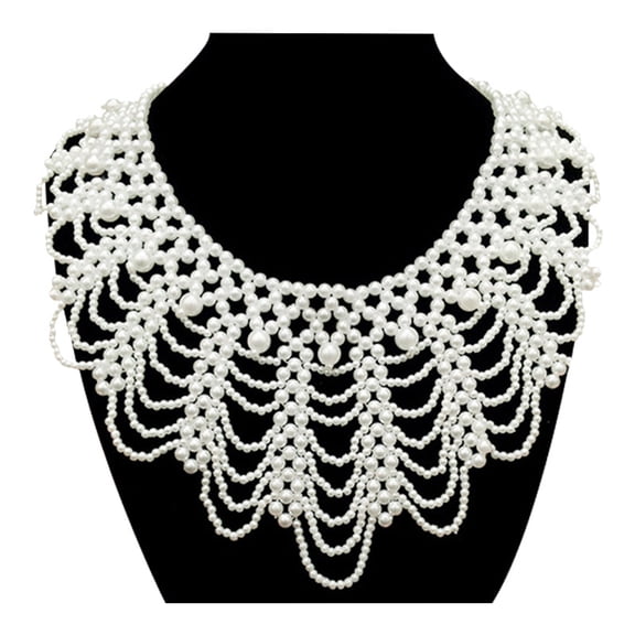 Luxury Elegant Faux Pearl Braided Tassel Layered Necklace For Women Banquet Wedding Clavicle Jewelry