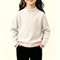 thumbnail image 2 of Girls Mock Neck Long Sleeve Sweatshirts Turtleneck Fleece Sweater Pullover, 2 of 5
