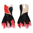 thumbnail image 3 of renvena Kids Girls Figure Ice Skating Dress Rhinestone Irregular Mesh Hem Gymnastic Tutu Dancewear Size 6-16 Black&Red 16, 3 of 6