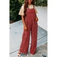 thumbnail image 5 of Women Fashionable Button Overalls Loose Casual Elegant Plain Color Sleeveless Strap Overalls with Pockets Watermelon Red S, 5 of 5