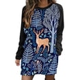 thumbnail image 1 of DYMADE Women Christmas Print Pullover Crew Neck Long Sleeve Pocket Short Length T-shirt Dress, 1 of 4