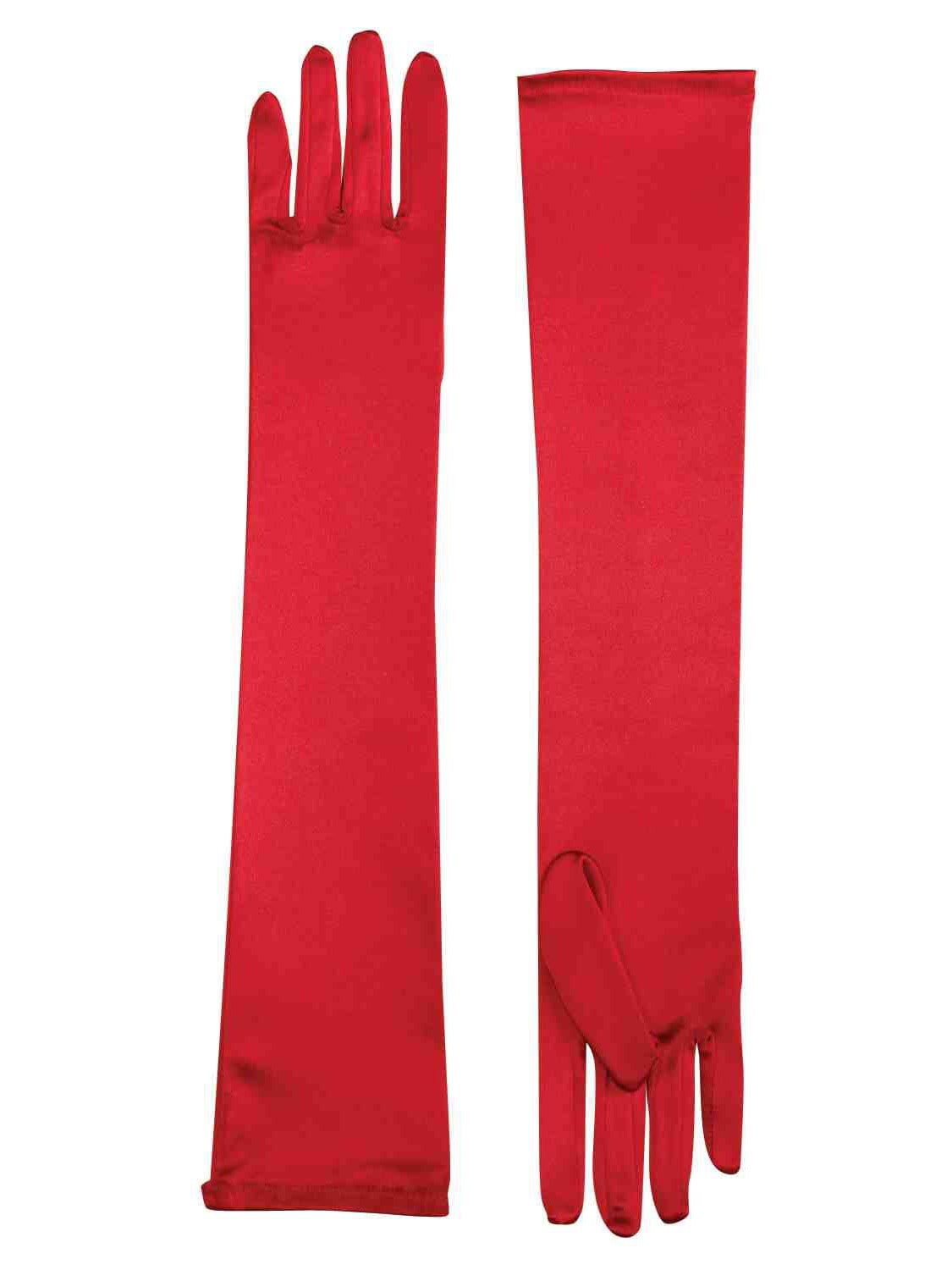 Extra Long Adult Women's One Size Red Satin Opera Gloves Leg Avenue 16B 