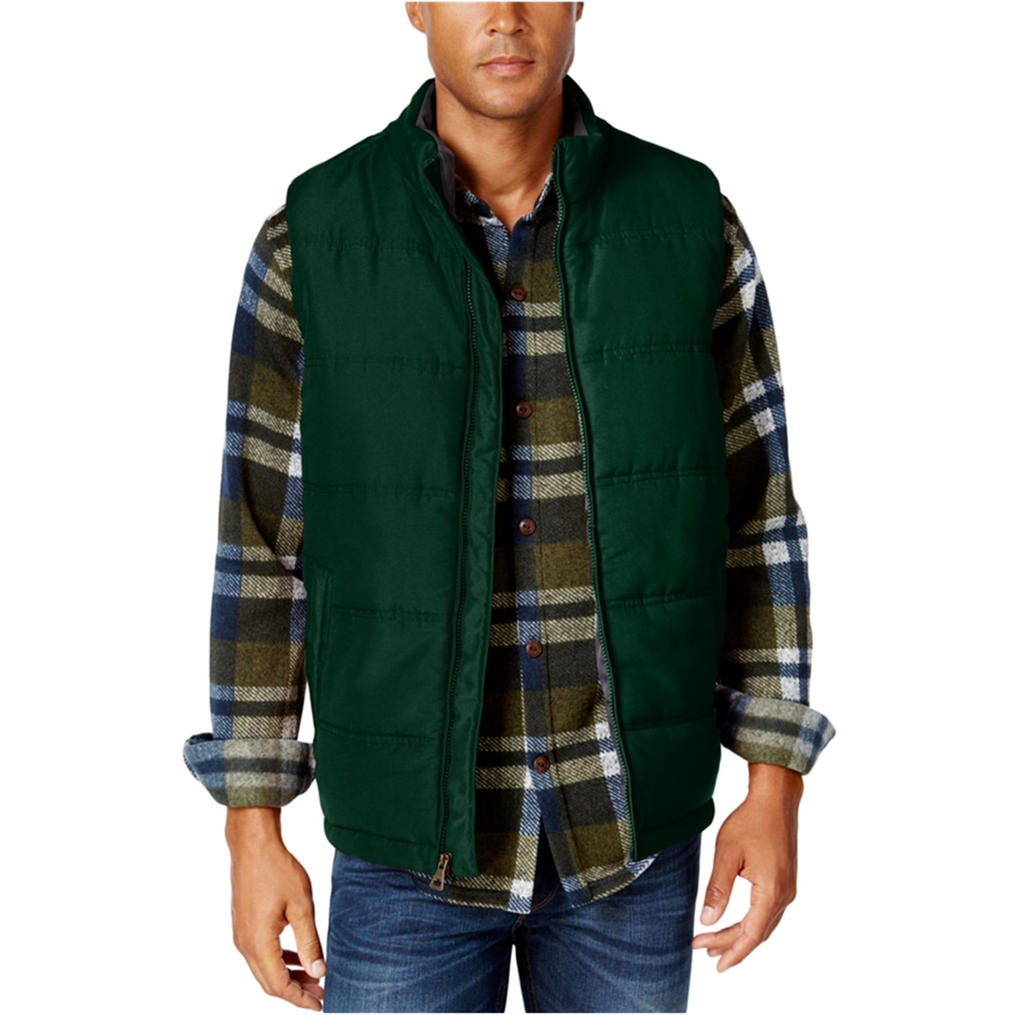 Weatherproof Mens Vintage Solid Puffer Vest, Green, Small