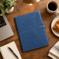 Blue 3 Ring Binder Organizer, PU Leather Business Portfolio Folder for ...