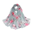 thumbnail image 1 of Qarigey Bufanda de seda suave y cómoda para mujer, bufanda de playa de lujo con estampado Floral elegante, ligera Accesorios de disfraces Verde Gris, 1 of 6