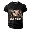 thumbnail image 3 of 250 Anniversary USA Shirt For Men American Falg Print Short Sleeve Patriotic July 4th T-Shirts Loose Crew Neck Basic Work Tee Vacation Clothes Army Black S, 3 of 3