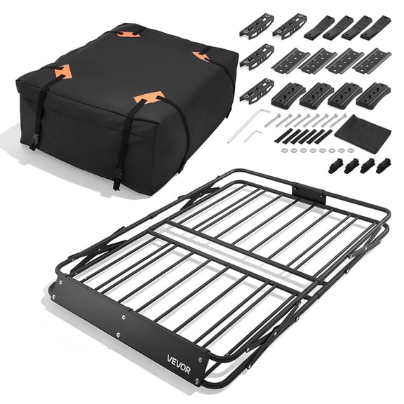 VEVOR Roof Rack Cargo Basket, 51 x 36 x 4 in, Heavy Duty Roof Top Carrier Basket with Folding Design, 200 lbs Capacity, All-Weather Easy-Install Car Top Luggage Holder,Universal Fit for SUV Truck Car