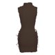 thumbnail image 3 of VISgogo - Vestido ajustado de verano para mujer, color sólido, sin mangas, cuello alto, vestido de vendaje hueco VISgogo moda, 3 of 4