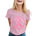 thumbnail image 1 of T-shirt à Manches Courtes Imprimé Lettres Col Rond Cancer du Sein Décontracté à la Mode pour Femmes Taille 4, 1 of 4