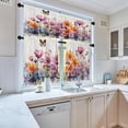 thumbnail image 2 of Floral Kitchen Curtains Watercolor Window Curtains Valance and Tier Set 36 Inch, Purple Orange Flowers Rod Pocket Short Tier Curtain, Modern Small Cafe Curtains for Kitchen Decor, 2 of 5
