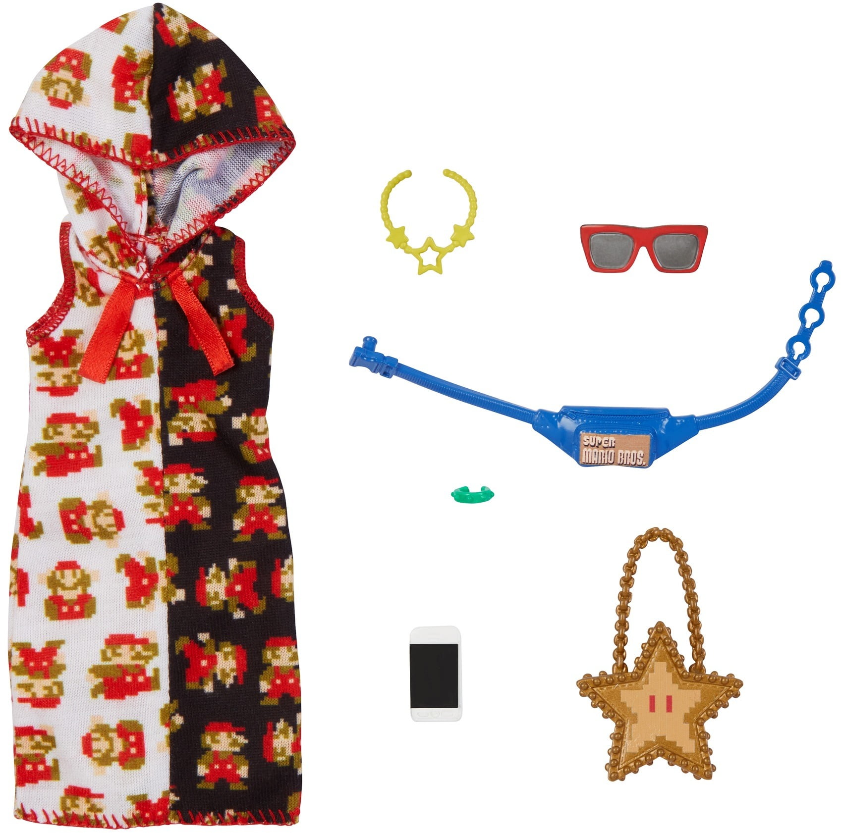 Barbie Super Mario Fashion Pack with Hoodie Dress & 6 Accessories Doll