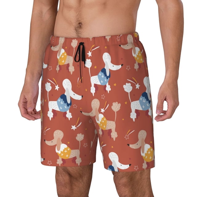Balery Cute Poodle Dog Bañador para hombre, shorts de playa de secado rápido con entrepierna y forro de compresión-3X-Large