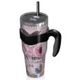 thumbnail image 2 of 40oz Tumbler,Pink Breast Cancer Insulated Tumblers with Removable Handle,Stainless Steel Double Vacuum Coffee Tumbler Cup with Straw for Home,Office,Travel,Party, 2 of 5