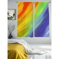 thumbnail image 4 of Sheer Curtains 72 Inches Long, Abstract Ombre Colored, Light Filtering Window Curtains for Living Room, Rainbow Watercolor Painting Art Rod Pocket Voile Sheer Curtain Drapes, 52"W x 72"L, 2 Panels, 4 of 8