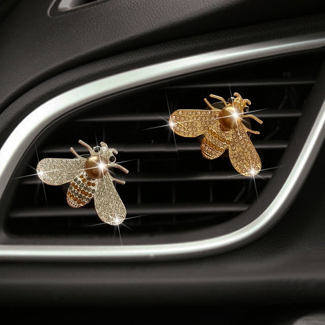 Clips de ventilación de abeja brillantes, ambientador de aire de abeja de cristal, clip de ventilación para coche, decoración interior de diamantes de imitación, accesorios brillantes para c