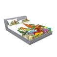thumbnail image 2 of Ambesonne Dinosaur Fitted Sheet & Pillow Sham Set, Funny Creatures Trees, King, Multicolor, 2 of 2