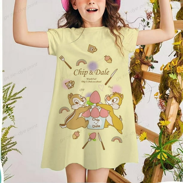 2-7 ans bébé fille à manches courtes deux robes imprimées écureuil robes de  princesse d'été pour enfants robes de danse de fête pour enfants 