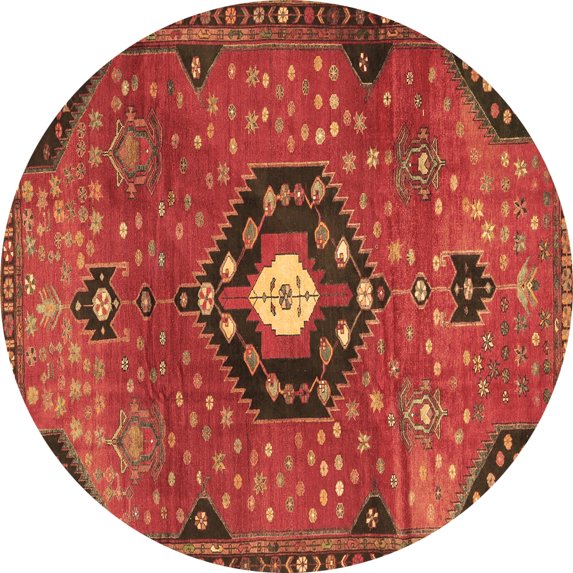 Ahgly Company Indoor Round Medallion Brown Traditional Area Rugs, 4' Round