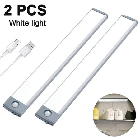 

2 Pack Under Cabinet Lighting Motion Sensor Closet Light Wireless Rechargeable Battery Ultra Thin Magnetic Led Cabinet Lights for Kitchen Drawer Stairs Hallway