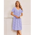 thumbnail image 3 of Ekouaer Cotton Nightgowns for Women Short Sleeve Night Gown V Neck Sleep Shirt Button Nightshirt Soft House Dress, 3 of 6
