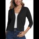 thumbnail image 1 of Cárdigan Corto de 3/4 para Mujer, Elegante, Color Negro, Talla M, 1 of 7